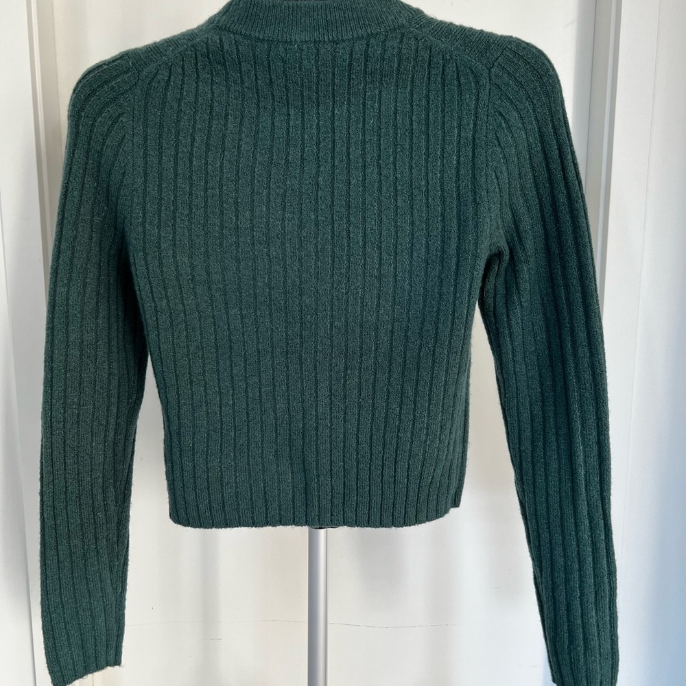 Madewell Dark Green Ribbed Crew Neck Sweater - Picture 3 of 5